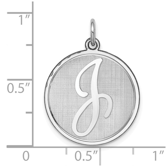 Million Charms 925 Sterling Silver Rhodium-Plated Brocaded Alphabet Letter Initial J Charm