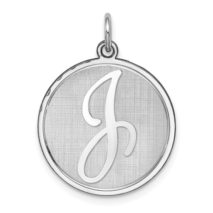 Million Charms 925 Sterling Silver Rhodium-Plated Brocaded Alphabet Letter Initial J Charm