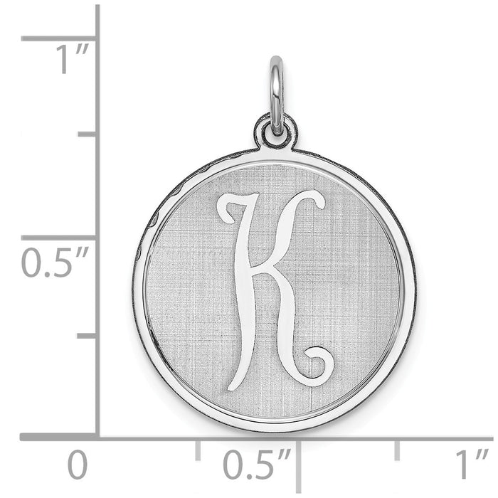 Million Charms 925 Sterling Silver Rhodium-Plated Brocaded Alphabet Letter Initial K Charm