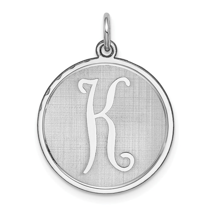 Million Charms 925 Sterling Silver Rhodium-Plated Brocaded Alphabet Letter Initial K Charm