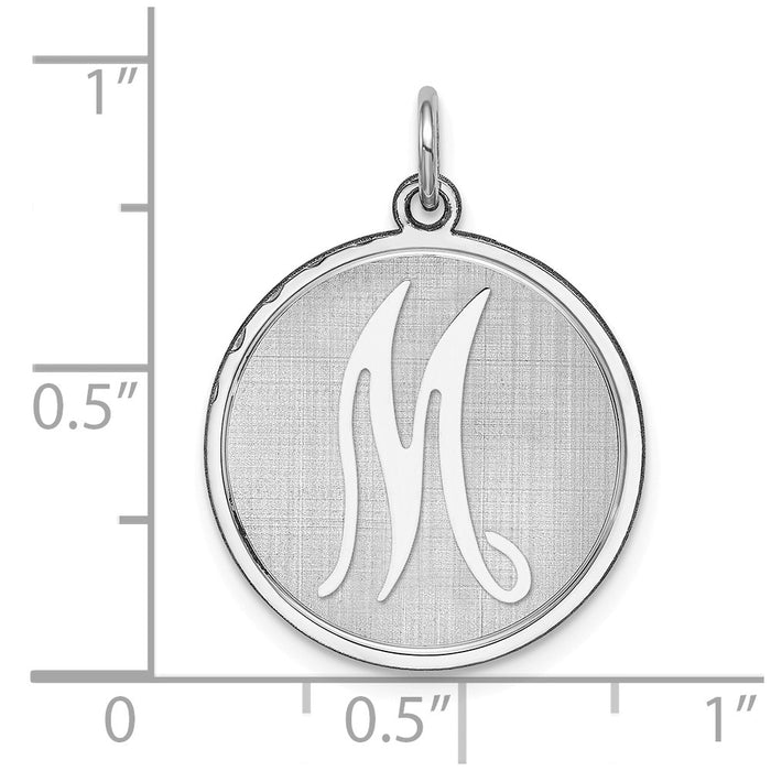 Million Charms 925 Sterling Silver Rhodium-Plated Brocaded Alphabet Letter Initial M Charm