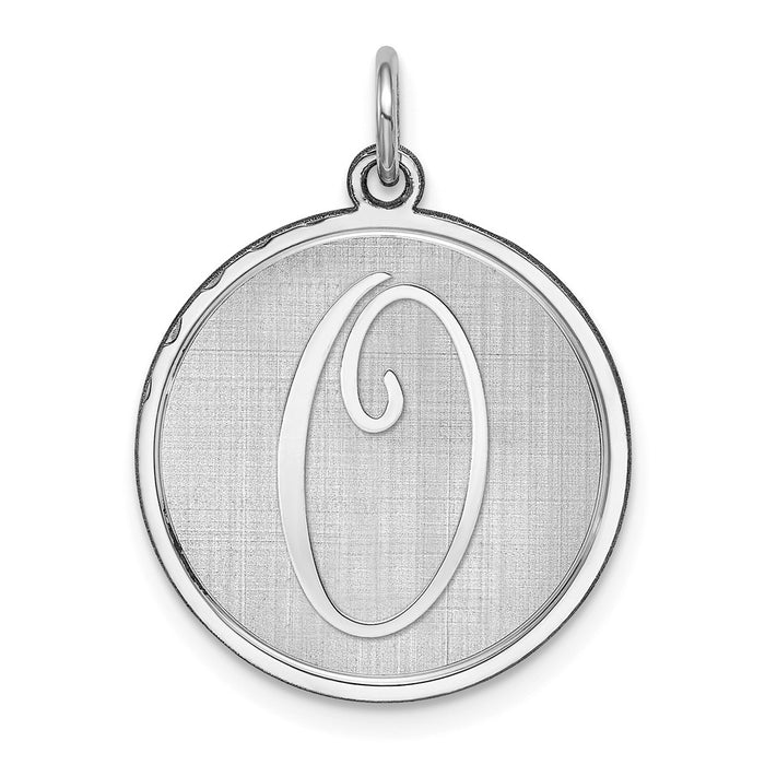 Million Charms 925 Sterling Silver Rhodium-Plated Brocaded Alphabet Letter Initial O Charm