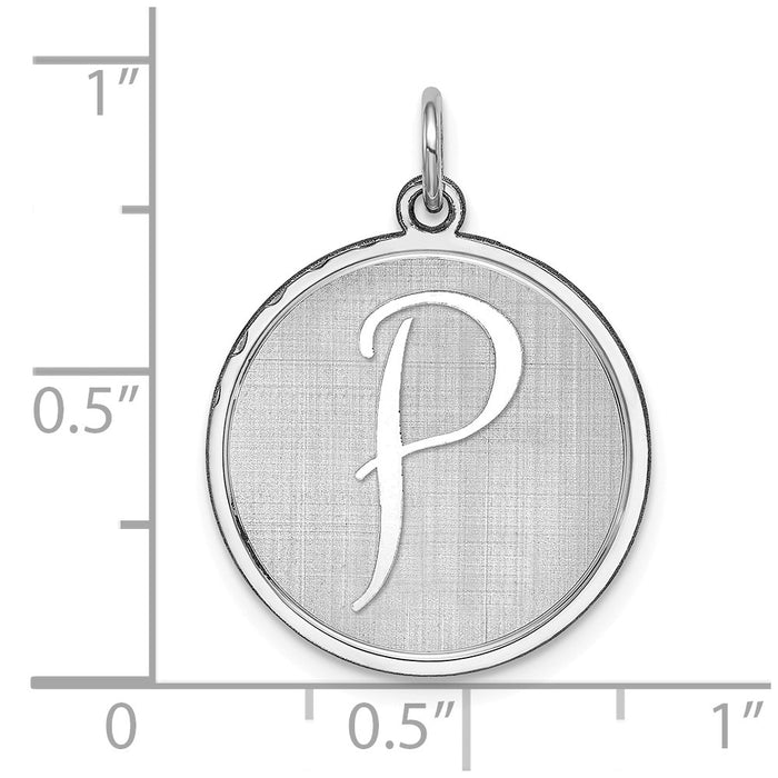 Million Charms 925 Sterling Silver Rhodium-Plated Brocaded Alphabet Letter Initial P Charm