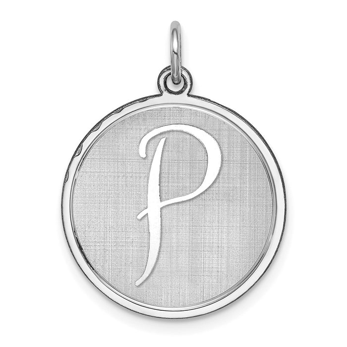 Million Charms 925 Sterling Silver Rhodium-Plated Brocaded Alphabet Letter Initial P Charm