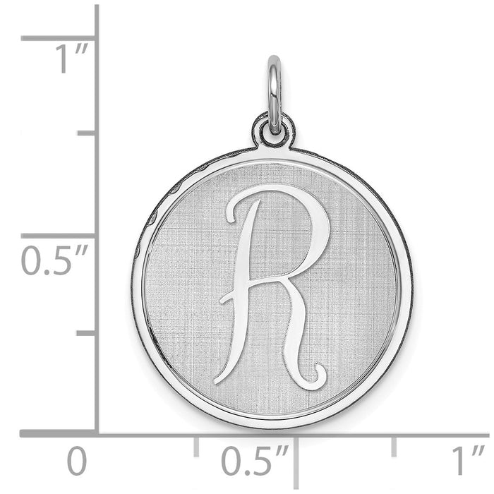 Million Charms 925 Sterling Silver Rhodium-Plated Brocaded Alphabet Letter Initial R Charm