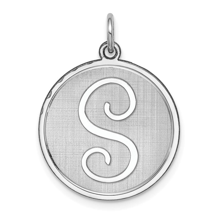 Million Charms 925 Sterling Silver Rhodium-Plated Brocaded Alphabet Letter Initial S Charm