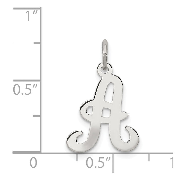 Million Charms 925 Sterling Silver Rhodium-Plated Stamped Alphabet Letter Initial A Charm