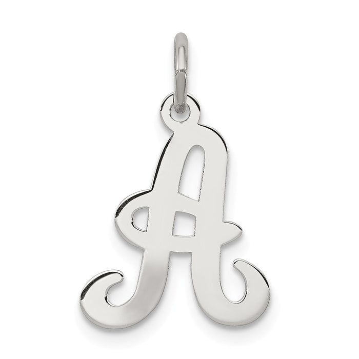 Million Charms 925 Sterling Silver Rhodium-Plated Stamped Alphabet Letter Initial A Charm