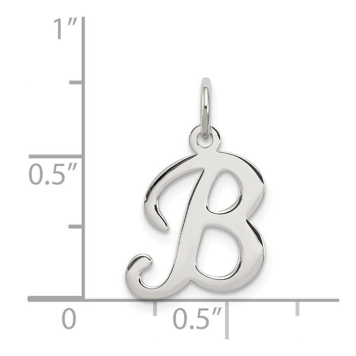 Million Charms 925 Sterling Silver Rhodium-Plated Stamped Alphabet Letter Initial B Charm