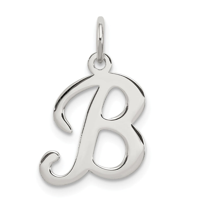 Million Charms 925 Sterling Silver Rhodium-Plated Stamped Alphabet Letter Initial B Charm