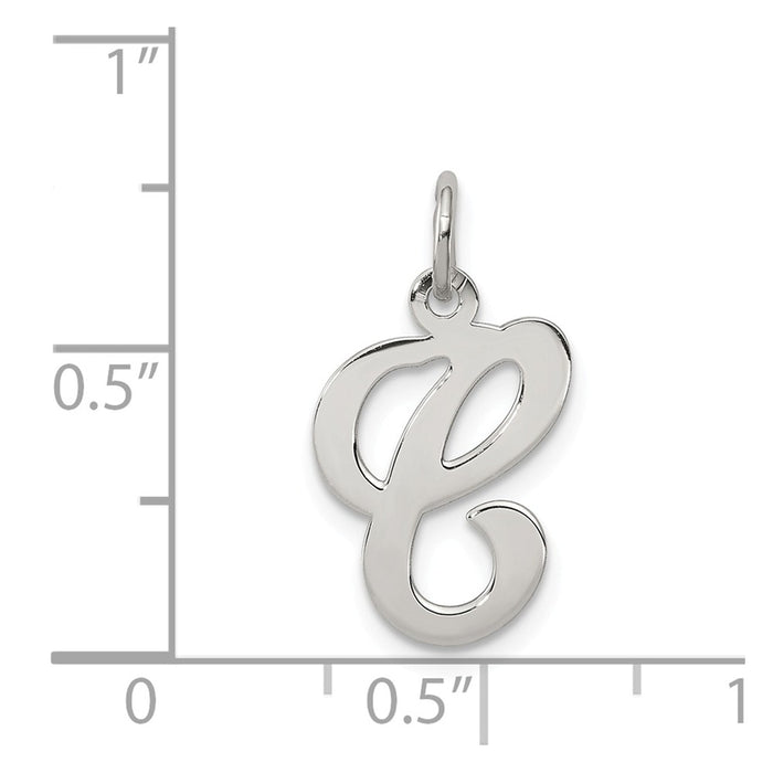 Million Charms 925 Sterling Silver Rhodium-Plated Stamped Alphabet Letter Initial C Charm