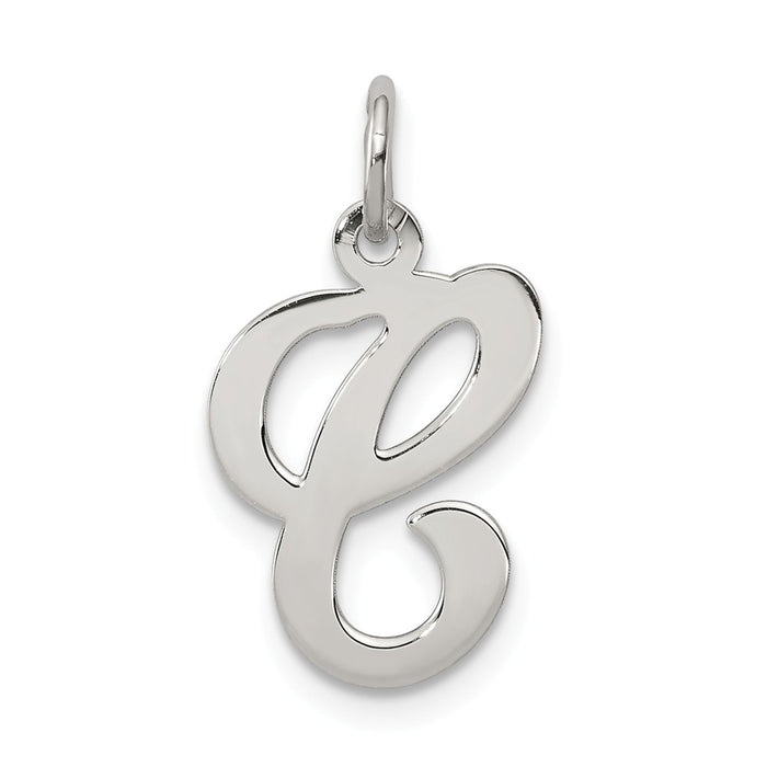 Million Charms 925 Sterling Silver Rhodium-Plated Stamped Alphabet Letter Initial C Charm