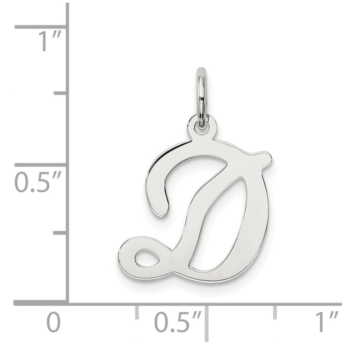 Million Charms 925 Sterling Silver Rhodium-Plated Stamped Alphabet Letter Initial D Charm