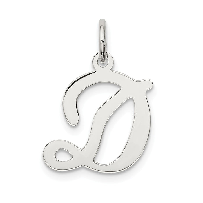 Million Charms 925 Sterling Silver Rhodium-Plated Stamped Alphabet Letter Initial D Charm