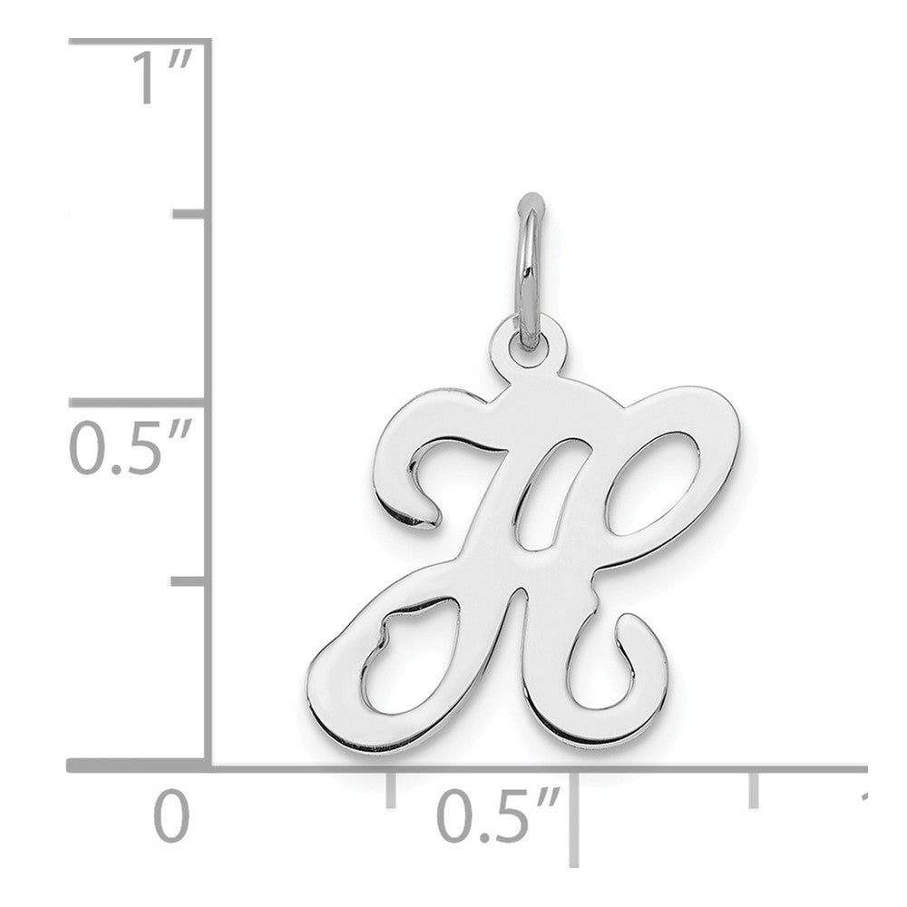 Million Charms 925 Sterling Silver Rhodium-Plated Stamped Alphabet Letter Initial H Charm