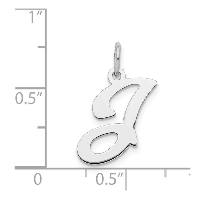 Million Charms 925 Sterling Silver Rhodium-Plated Stamped Alphabet Letter Initial J Polished Charm