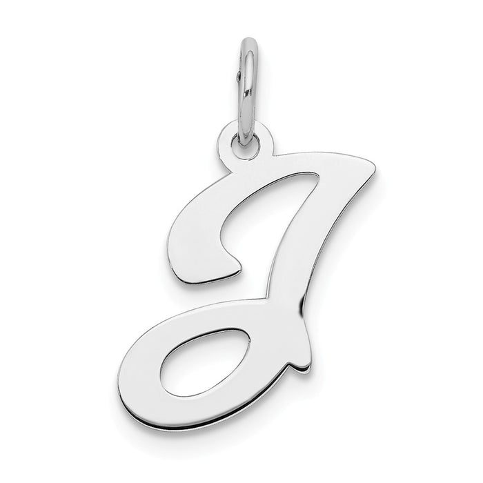 Million Charms 925 Sterling Silver Rhodium-Plated Stamped Alphabet Letter Initial J Polished Charm