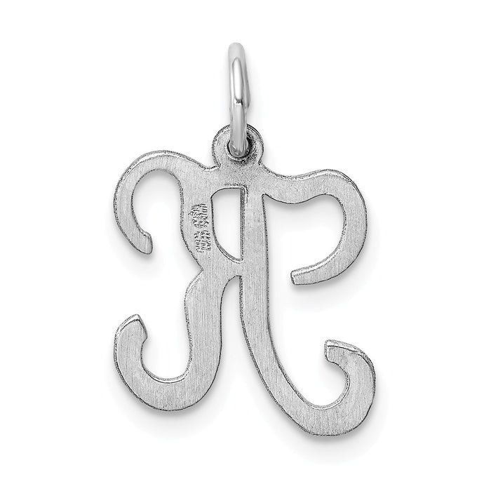 Million Charms 925 Sterling Silver Rhodium-Plated Stamped Alphabet Letter Initial K Charm