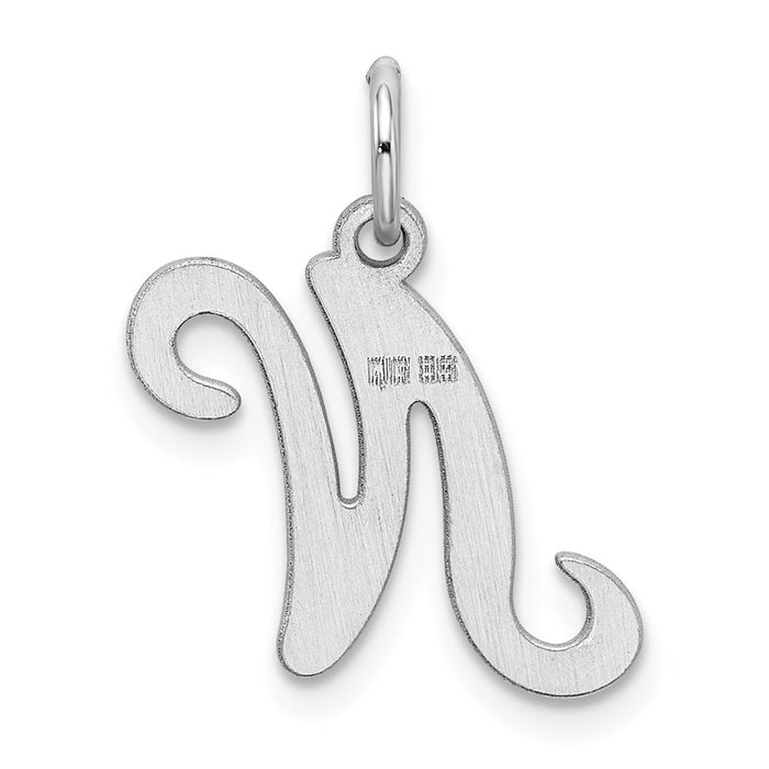 Million Charms 925 Sterling Silver Rhodium-Plated Stamped Alphabet Letter Initial N Charm