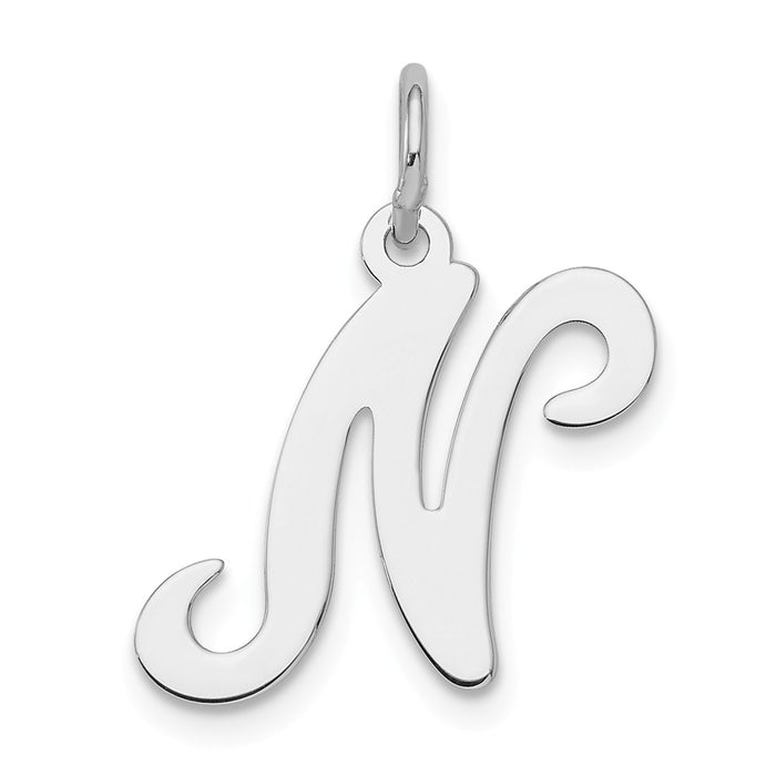 Million Charms 925 Sterling Silver Rhodium-Plated Stamped Alphabet Letter Initial N Charm