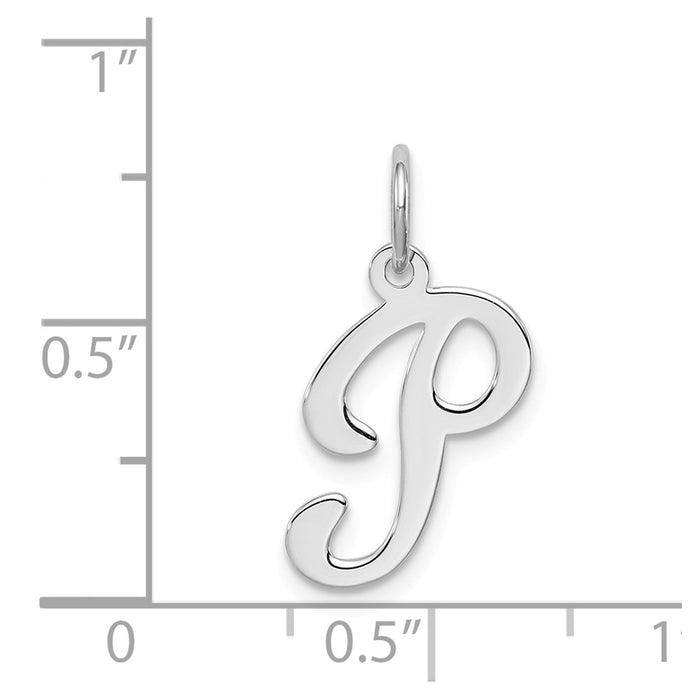 Million Charms 925 Sterling Silver Rhodium-Plated Stamped Alphabet Letter Initial P Charm