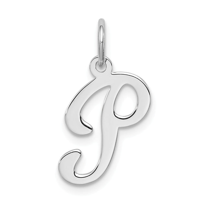 Million Charms 925 Sterling Silver Rhodium-Plated Stamped Alphabet Letter Initial P Charm