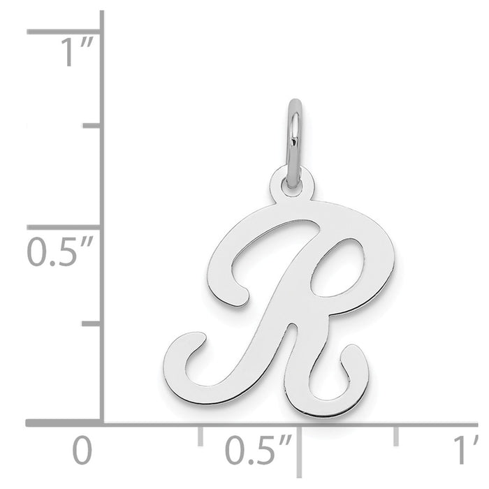 Million Charms 925 Sterling Silver Rhodium-Plated Stamped Alphabet Letter Initial R Charm