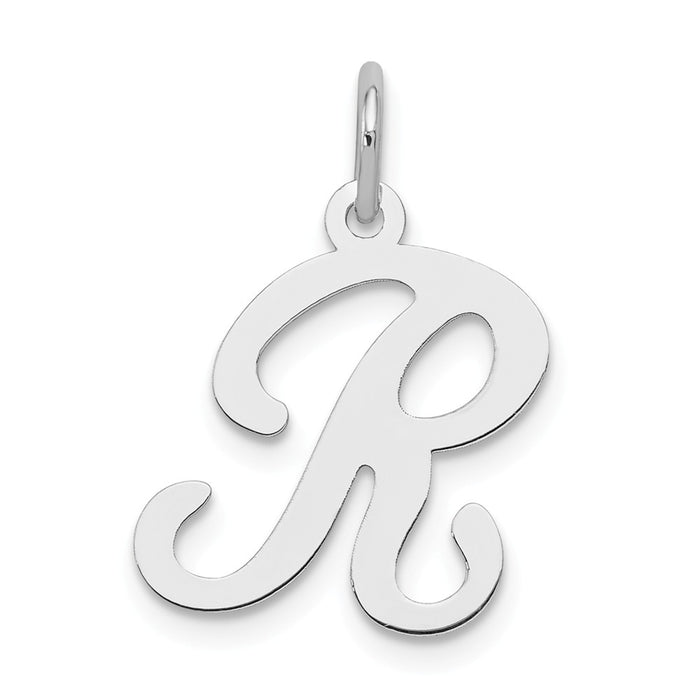 Million Charms 925 Sterling Silver Rhodium-Plated Stamped Alphabet Letter Initial R Charm