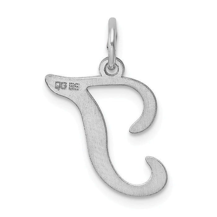 Million Charms 925 Sterling Silver Rhodium-Plated Stamped Alphabet Letter Initial T Charm