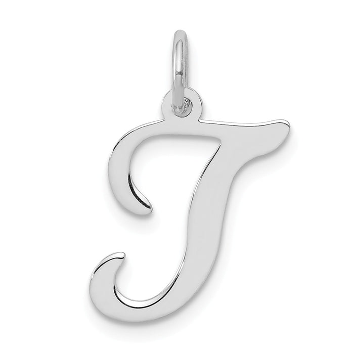 Million Charms 925 Sterling Silver Rhodium-Plated Stamped Alphabet Letter Initial T Charm