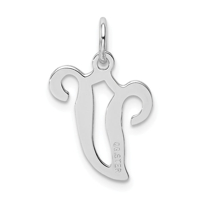 Million Charms 925 Sterling Silver Rhodium-Plated Stamped Alphabet Letter Initial V Charm