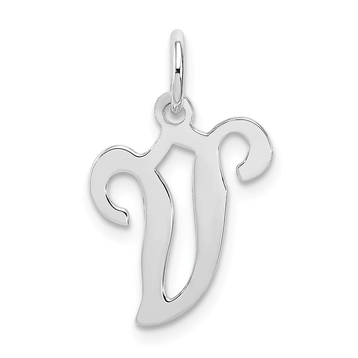 Million Charms 925 Sterling Silver Rhodium-Plated Stamped Alphabet Letter Initial V Charm