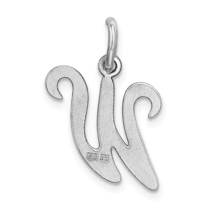 Million Charms 925 Sterling Silver Rhodium-Plated Stamped Alphabet Letter Initial W Charm