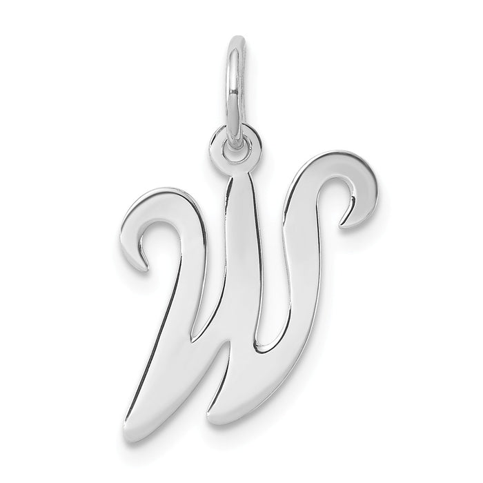 Million Charms 925 Sterling Silver Rhodium-Plated Stamped Alphabet Letter Initial W Charm