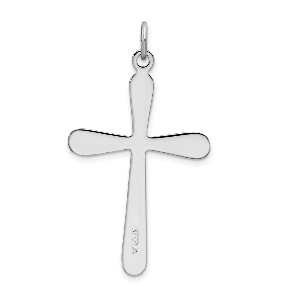 Million Charms 925 Sterling Silver Rhodium-Plated Polished Relgious Cross Pendant
