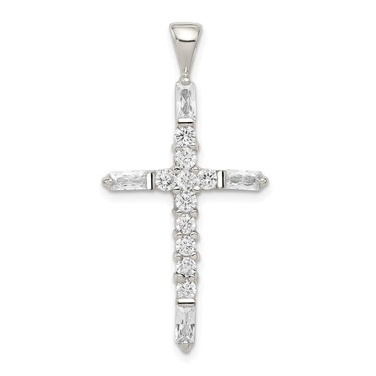 Million Charms 925 Sterling Silver (Cubic Zirconia) CZ Relgious Cross Pendant
