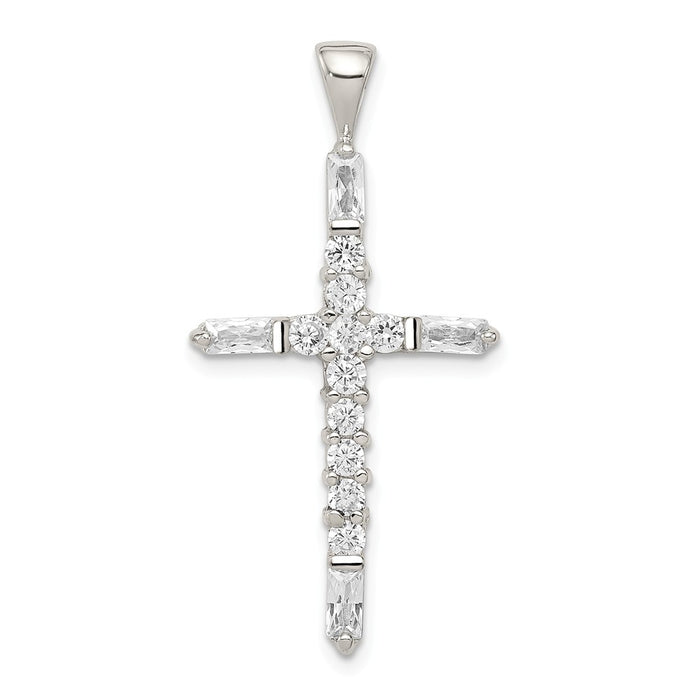 Million Charms 925 Sterling Silver (Cubic Zirconia) CZ Relgious Cross Pendant