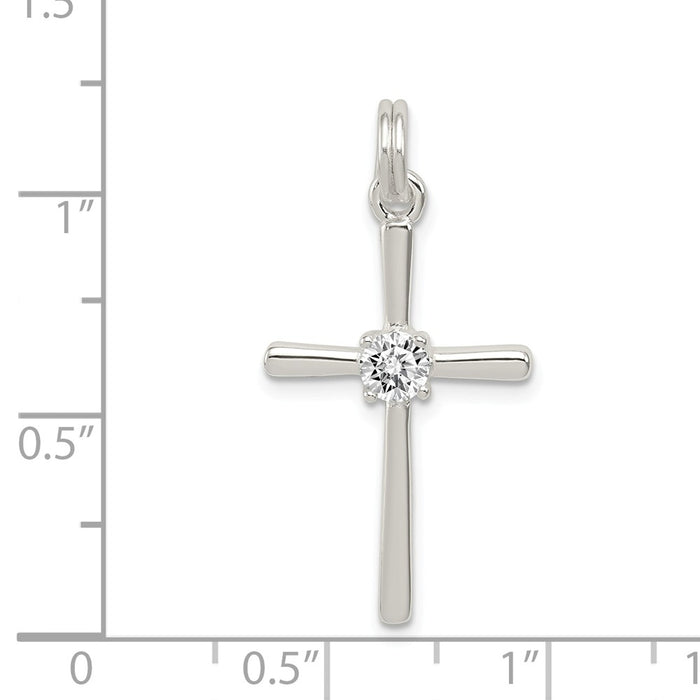 Million Charms 925 Sterling Silver (Cubic Zirconia) CZ Relgious Cross Charm