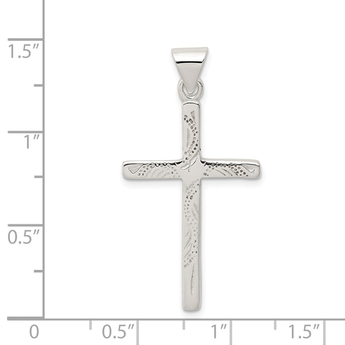 Million Charms 925 Sterling Silver Textured Relgious Cross Pendant