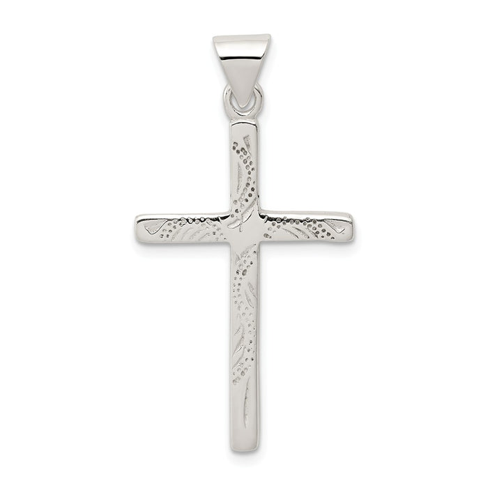 Million Charms 925 Sterling Silver Textured Relgious Cross Pendant