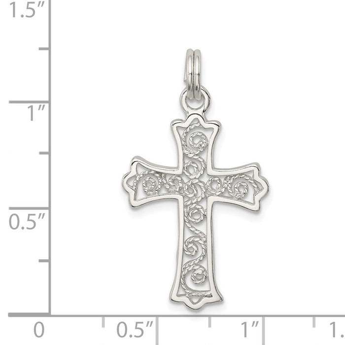 Million Charms 925 Sterling Silver Filigree Relgious Cross Charm