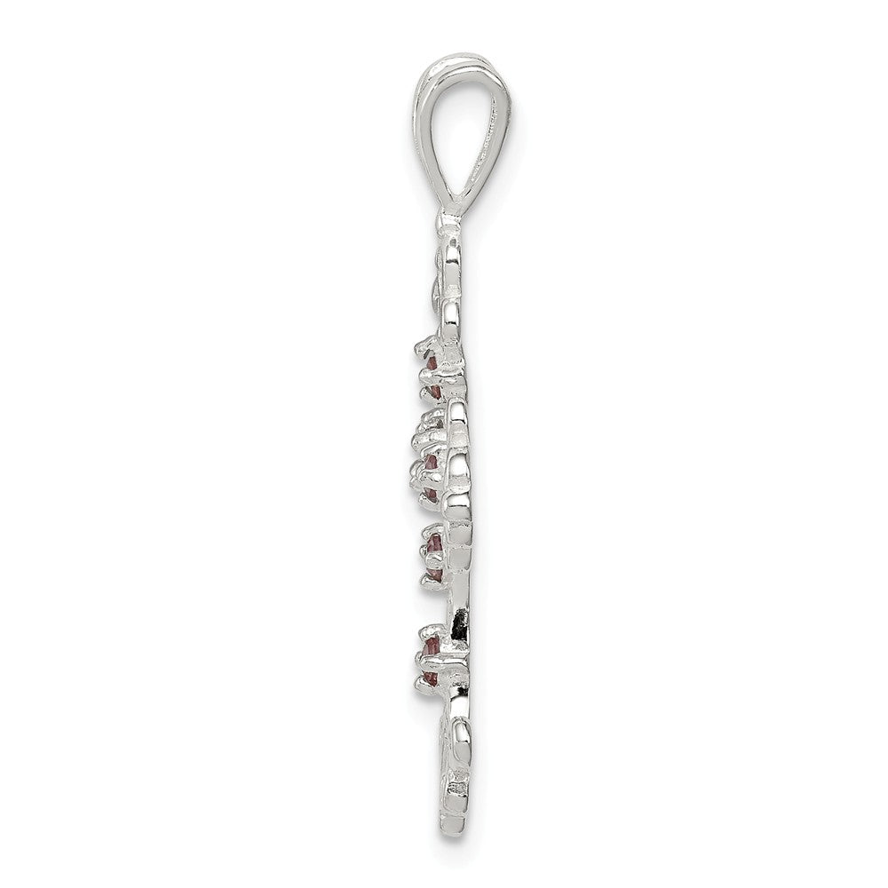 Million Charms 925 Sterling Silver Purple (Cubic Zirconia) CZ Relgious Cross Charm