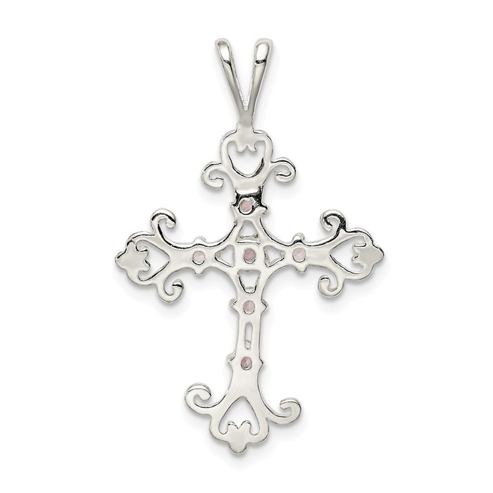 Million Charms 925 Sterling Silver Purple (Cubic Zirconia) CZ Relgious Cross Charm