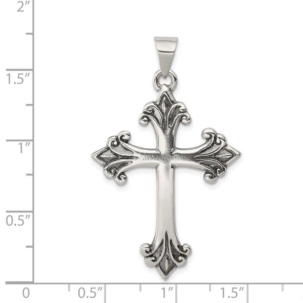 Million Charms 925 Sterling Silver Fleur De Lis Relgious Cross Pendant