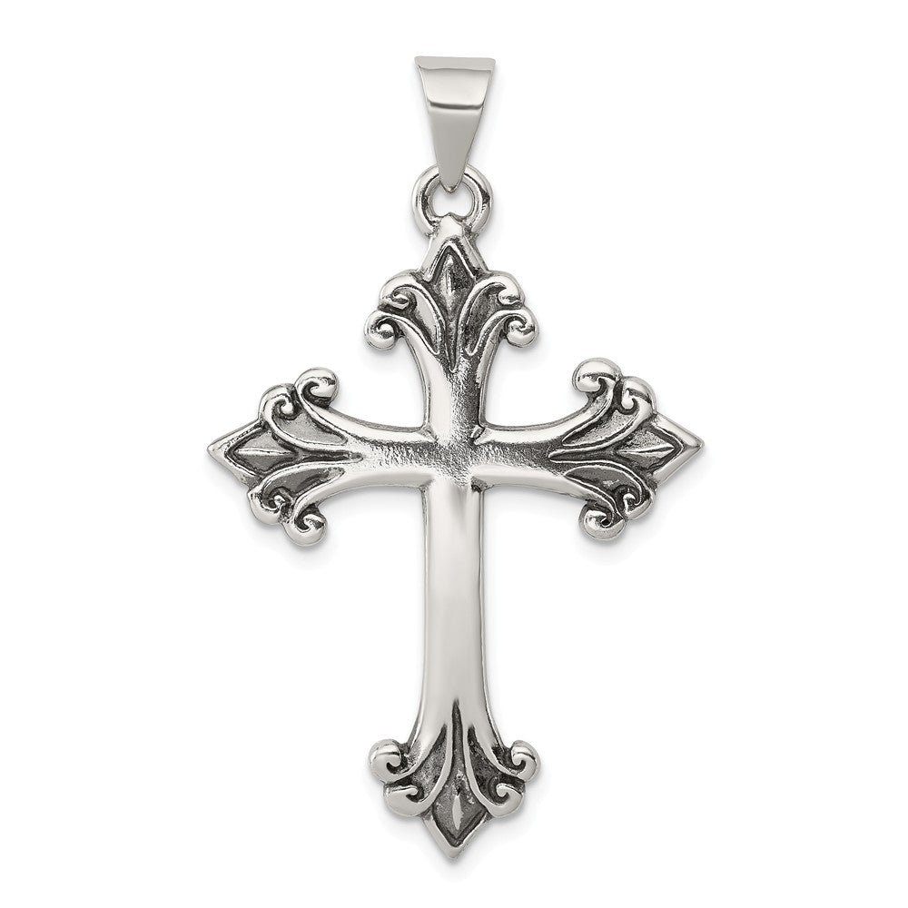 Million Charms 925 Sterling Silver Fleur De Lis Relgious Cross Pendant