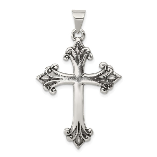 Million Charms 925 Sterling Silver Fleur De Lis Relgious Cross Pendant