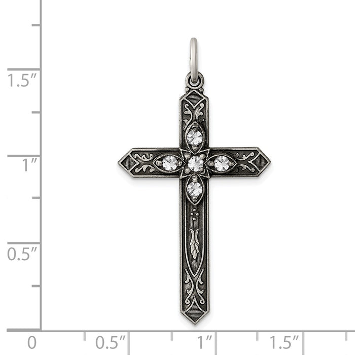 Million Charms 925 Sterling Silver April Birthday Month Colored Stone Relgious Cross Pendant