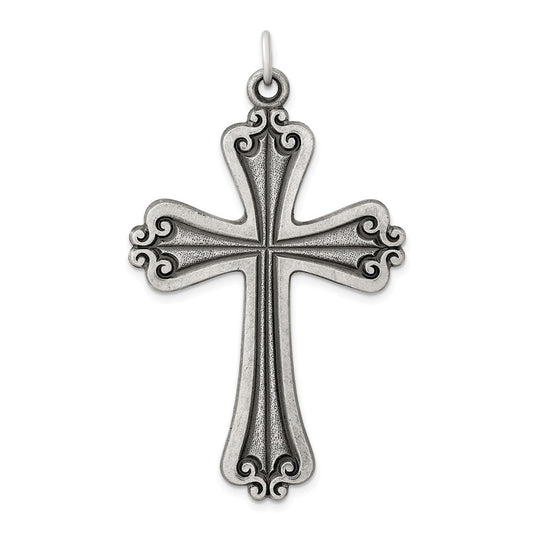 Million Charms 925 Sterling Silver Antiqued Relgious Cross Charm