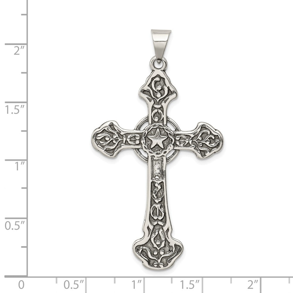 Million Charms 925 Sterling Silver Antiqued Relgious Cross Pendant
