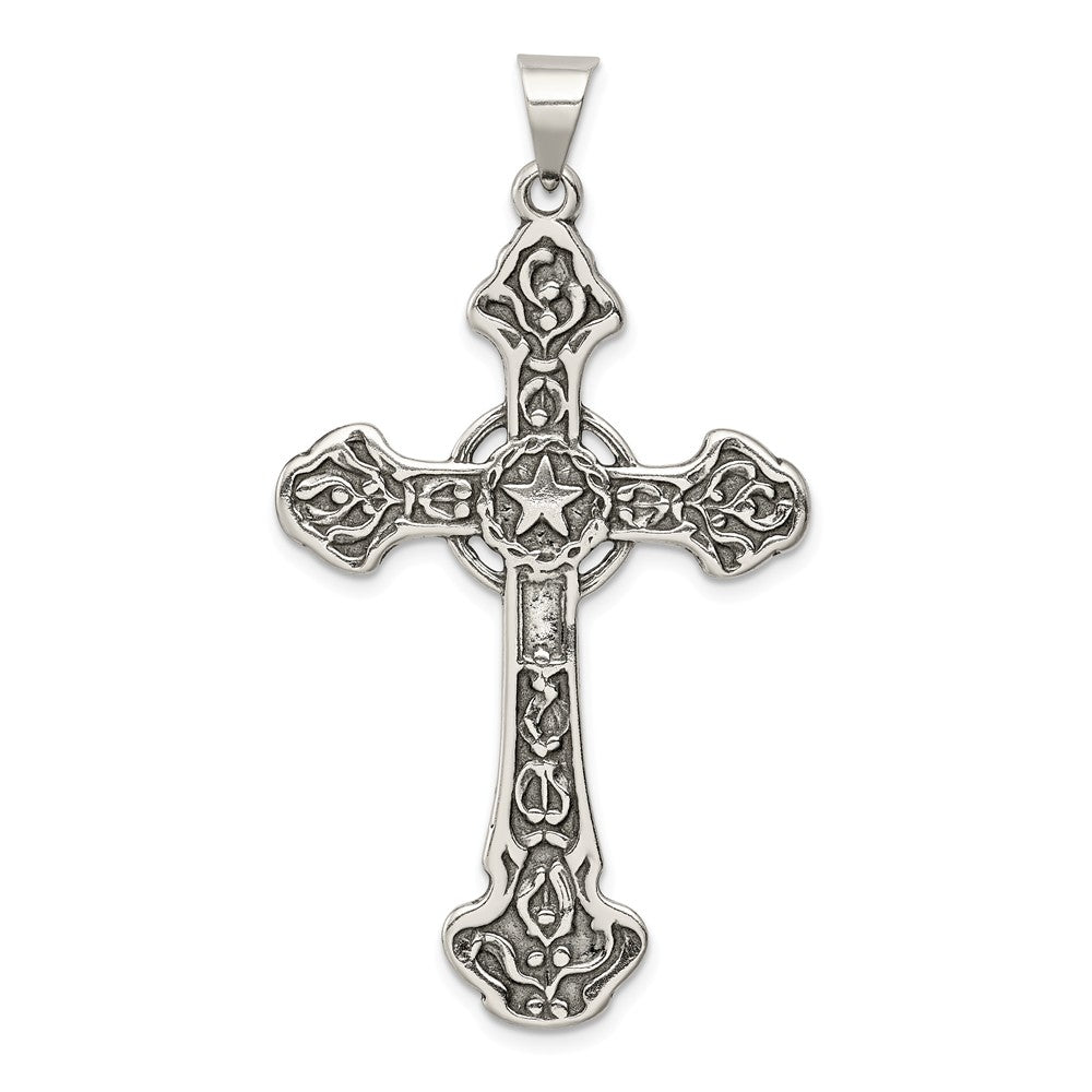 Million Charms 925 Sterling Silver Antiqued Relgious Cross Pendant